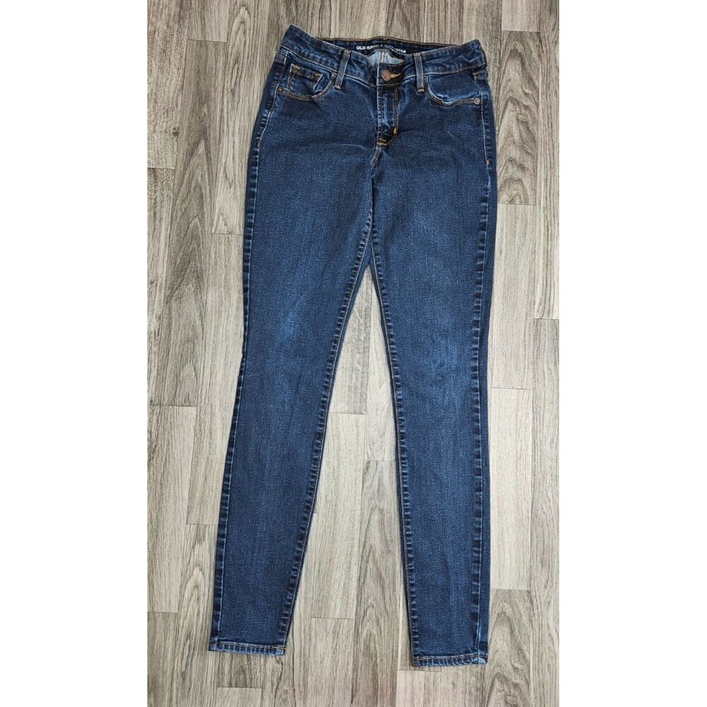 (3/$35) Old‎ Navy Womens Size 4 Long Rockstar Skinny Mid Rise Denim Blue Jeans